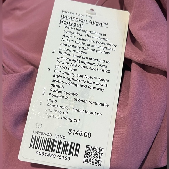D10.17 NWT Lululemon Align Bodysuit Thong• Rose • 8 - Picture 1 of 2